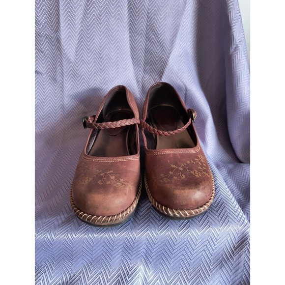 ECCO CAS CLOG BRAIDED MJ 226202 Red leather Mary Jane shoes sz. 37/7 - Picture 1 of 11